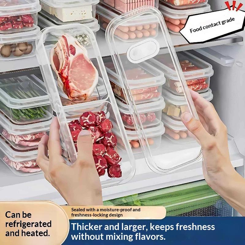 Food Packed Snacks - Stapelbare koelkast-vriezer-organizer, 1-pack vierkante voedselopbergdoos voor