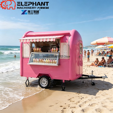 Food Snacks Catering - Straatverkoop ronde foodtrailer, stijlvolle gebogen snackbar