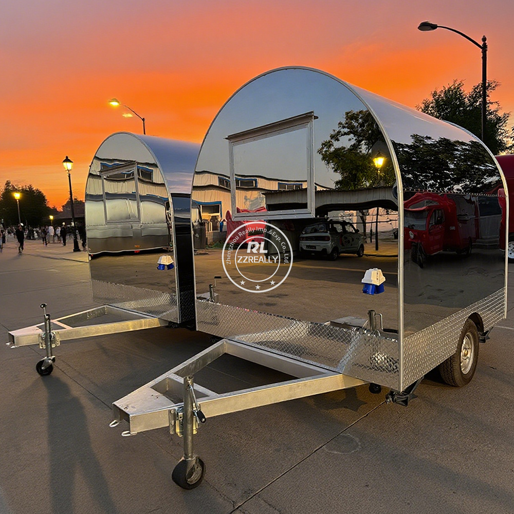 Food Snacks Business - Roestvrijstalen mobiele voedselkar Caravan Food Truck