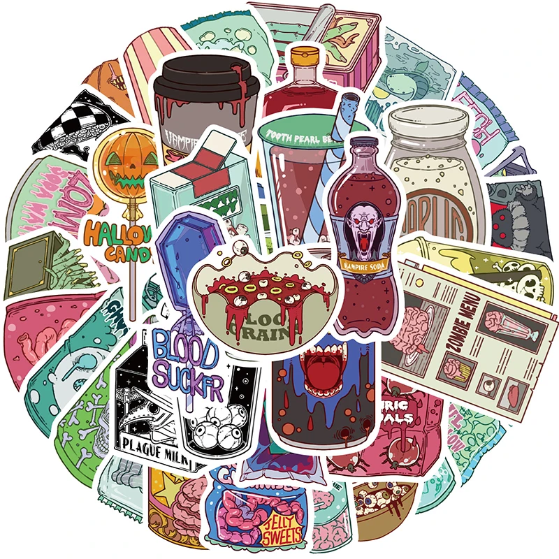 Zombie Snacks - 50 STKS Zombie Voedselstickers Leuke Horror