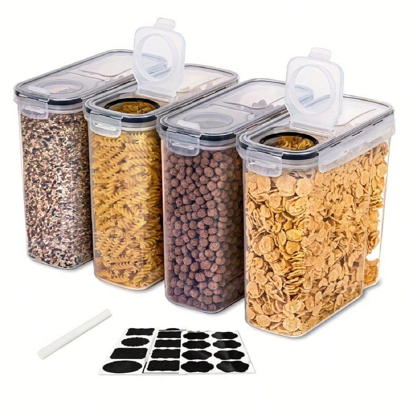 Food Packed Snacks - 4-delige luchtdichte graan- en droogvoedselopslagcontainers voor