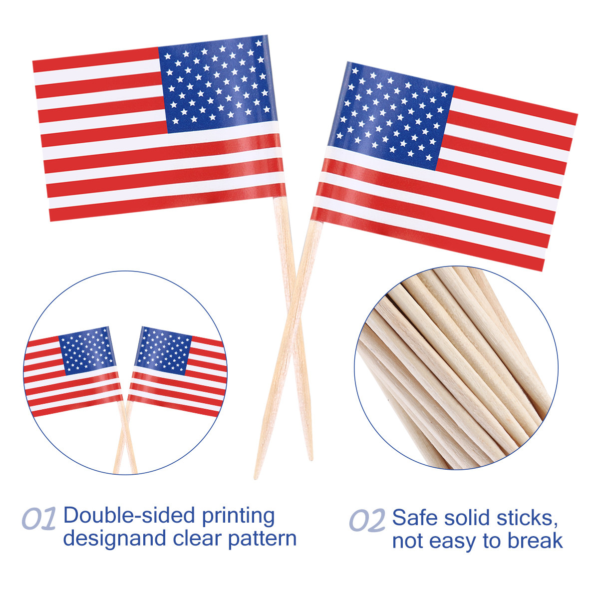 100 stuks Amerikaanse vlagprik - Food Snacks For Party recensie en prijs